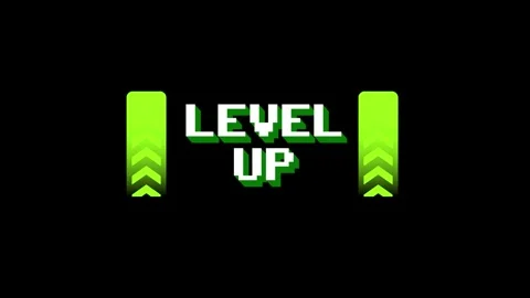 Bright green arrow icon displaying LEVEL UP text animation Stock Footage 338170868