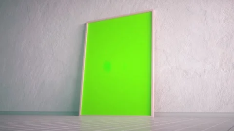 Bright Green Artwork Mockup in Modern Minimalist Interior Stock Footage 345058407