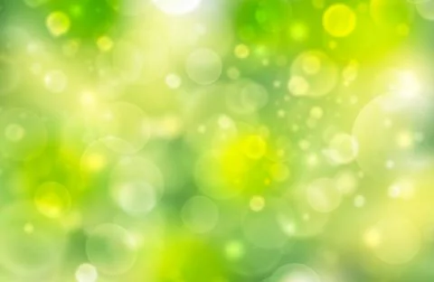 Bright green background with bokeh effect yellow and white circles Illustrazione stock