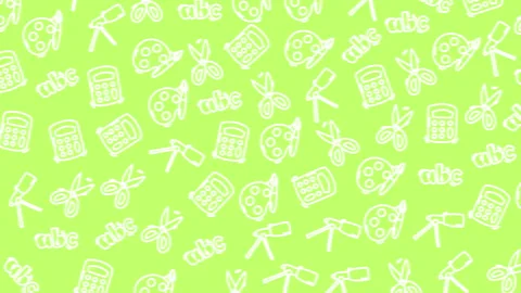 Bright green background with white doodle icons Видео 335834643
