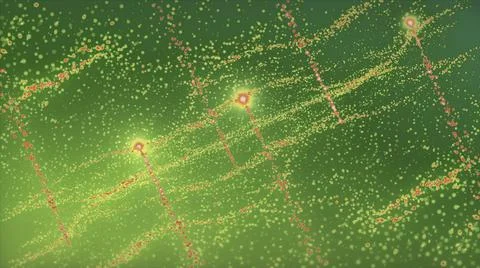 Bright green background.Motion. A bright abstraction on which small white stars Illustrazione stock