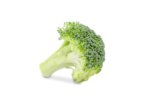 Bright green broccoli displayed on clean white backdrop Stock Photos