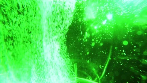 Bright Green Bubbles Rise up on Background Black Nothing Stock Footage 76390988
