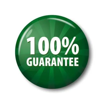 Bright green button with words '100% guarantee' 스톡 일러스트
