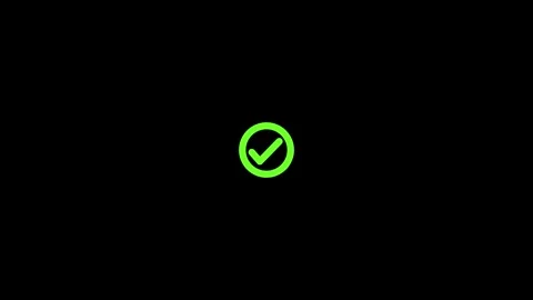 Bright Green Check Mark Inside Circle Icon on animation Black Background sy.. Stock Footage 321996853