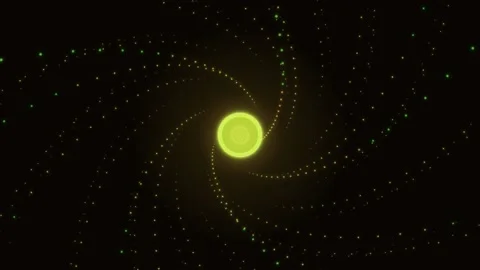 Bright green circle with swirling dots on black background Stock Footage 337238646