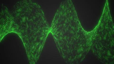 Bright green digital wave made of luminous dots, visualizing data flow, ene.. Stock Illustration