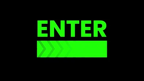 Bright green enter sign features arrow animation isolated on black background 스톡 동영상 332597368