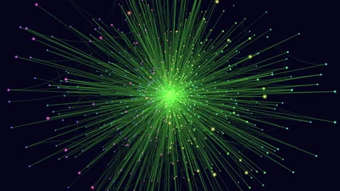 Bright green explosion dazzling circles illuminate dark background 스톡 동영상 275575058