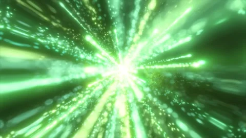 Bright green explosion of light particles radiating outward in a dynamic bu.. Stock Footage 291535845