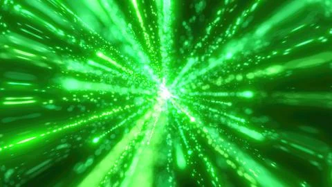 Bright green explosion of light particles radiating outward in a dynamic burs Stock Illustration