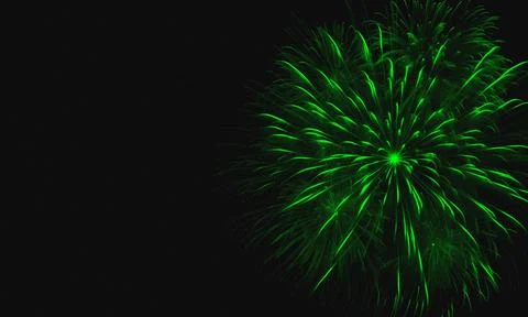Bright Green Firework Burst on Black Background explosion Stock Illustration