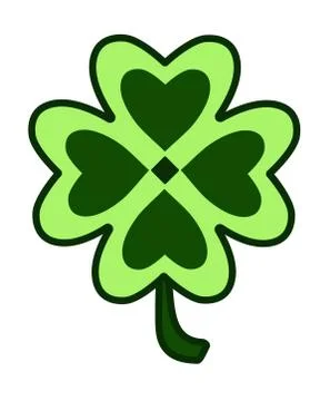 Bright green four-leaf clover - vector full color picture for logo or pictogram. Stock Illustration