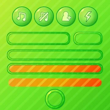Bright green game ui elements Stock Illustration