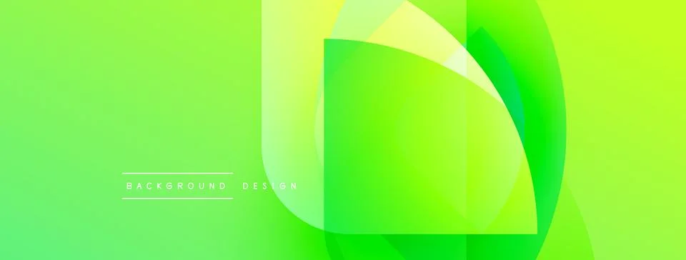 Bright green gradient background. Overlapping translucent shapes create dynamic Stock Illustration