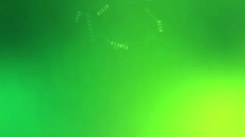 Bright green gradient with circular floating binary code, Seamless Loop Stock Footage 341858265