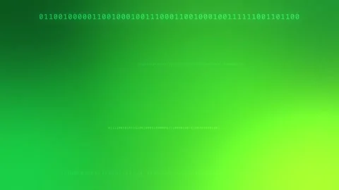 Bright green gradient with horizontal glowing binary code, Seamless Loop Stock Footage 341858378