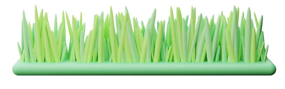 Bright green grass in a simple 3D render style. The grass is isolated on a .. Stock Illustration