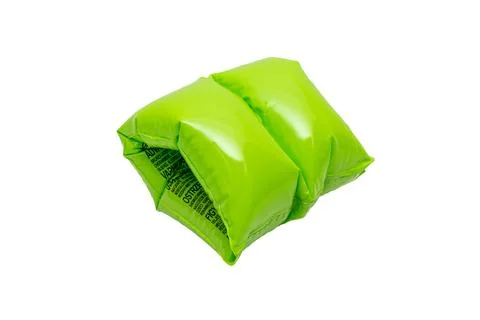 Bright green inflatable arm floaties for water safety Stock Photos