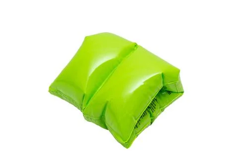 Bright green inflatable arm floaties for swimming and safety Stock Photos