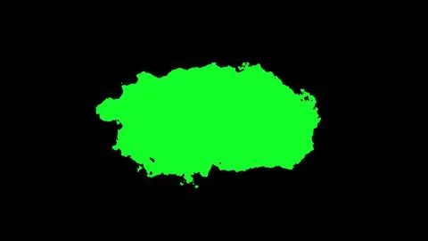 Bright green irregular blob shape isolated on solid black background, for c.. 库存插图