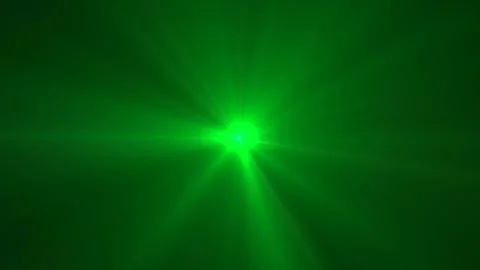 Bright Green Laser Beam Emission with Radial Light Pattern on Black Background Stock Illustration