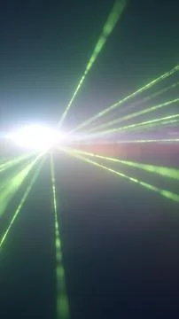 Bright green laser beams converging in a soft mist, creating a futuristic l.. Stockillustratie