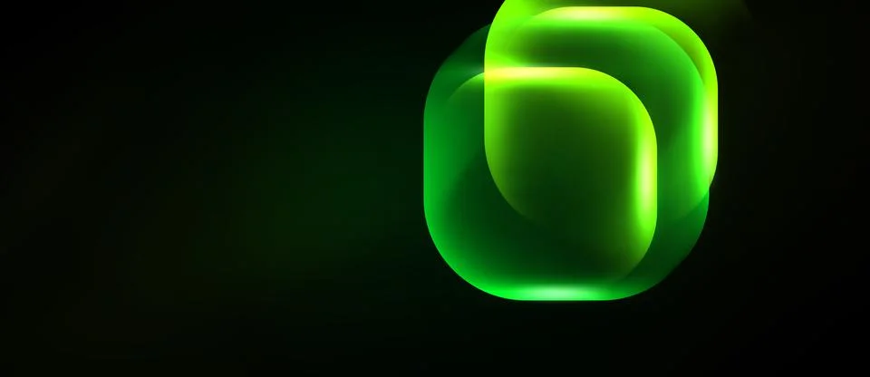 Bright green layers overlap creating abstract form. Dark background emphasize Stock Illustration
