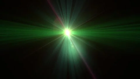 Bright Green Lens Flare Effect Radiating Light Rays on a Dark Background Stock Footage 339167465
