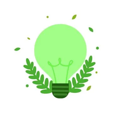 Bright Green Light Bulb Surrounded by Lush Green Leaves for Eco Ideas Stock Illustration