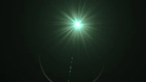 Bright Green Light Flare Effect Over Dark Background with Lens Reflection Video stock 337226070