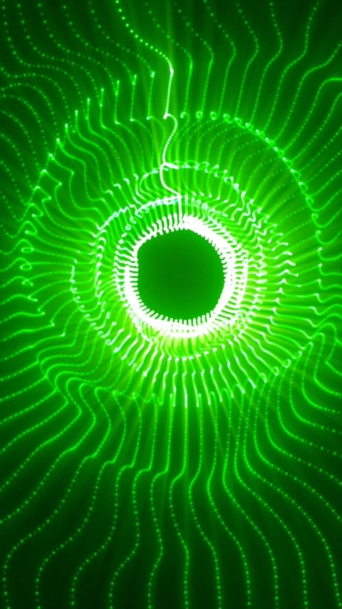 Bright green light pattern shimmers around central dark circle. Animated di.. Stock Footage 348157887