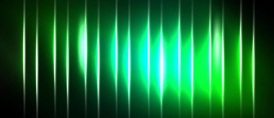 Bright green lines create visual soundwave effect. Gradient shades suggest Stock Illustration
