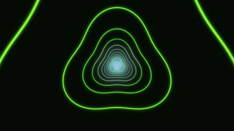 Bright green lines form a pattern leading to a light at the center Stock Footage 337378741