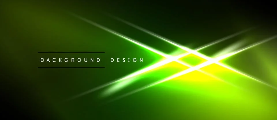 Bright green lines intersect dark background. Modern design features glowing Illustrazione stock