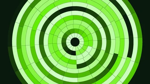 Bright Green Mechanical Donut Concentric Ring Animation Video stock 341609149