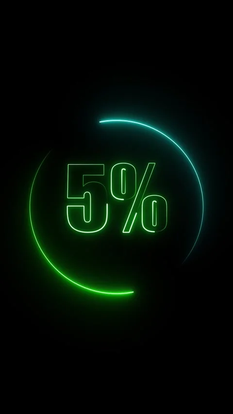 Bright green neon circle with 8 percent progress. Animated progress indicat.. Stock Footage 344861447
