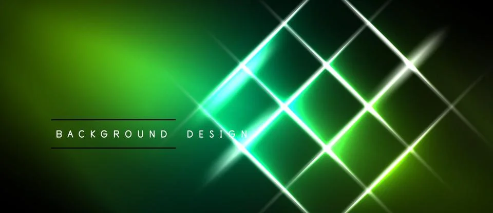 Bright green neon grid pattern over dark background. Modern abstract design.. 스톡 일러스트