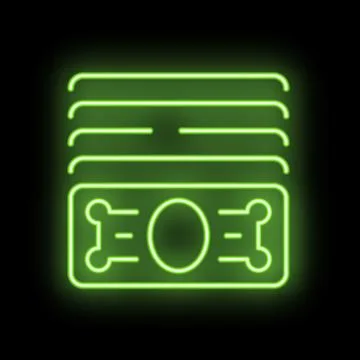 Bright green neon money stack icon on black background Illustrazione stock