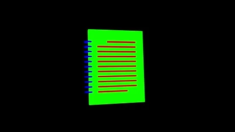 Bright Green Notebook with Spiral Binding and Red Lined Pages on Black Back.. Vídeos de archivo 341921633