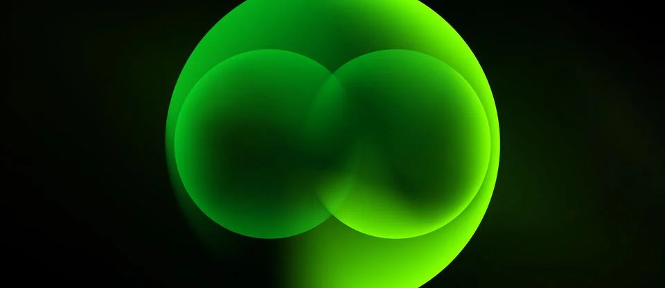 Bright green overlapping circles create abstract form. Gradient shading adds Stock Illustration