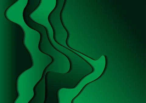 Bright green paper material waves abstract elegant background Stock Illustration