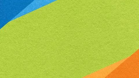Bright green paper texture background with blue orange geometric corners grad Stock Photos
