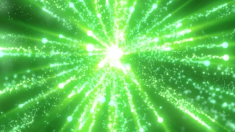 Bright green particle explosion with radial streaks and glowing energy beams Stock Footage 329664842
