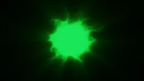 Bright green plasma orb with electric flame-like tendrils glowing against a.. Stock-Footage 339086085