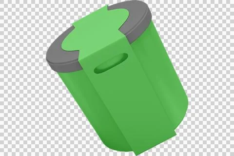 Bright green plastic trash can with gray lid accents Stock Illustration