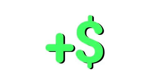 Bright green plus sign beside dollar symbol Stock Footage 346261813