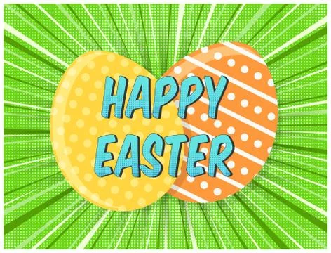 Bright green retro comic background for Easter Stock Illustration