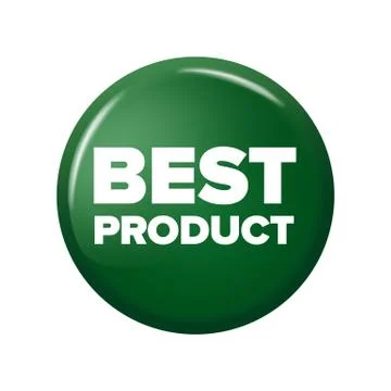 Bright green round button with word 'Best Product' 스톡 일러스트