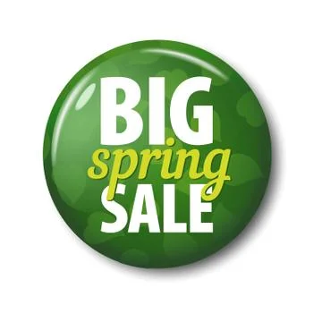 Bright green round button with words 'Big Spring Sale' Stock Illustration